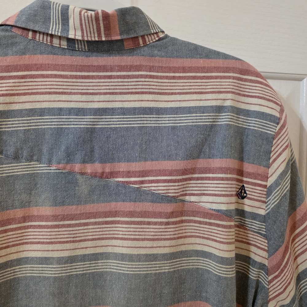 Volcom Multicolor Striped Button Down Shirt - image 3